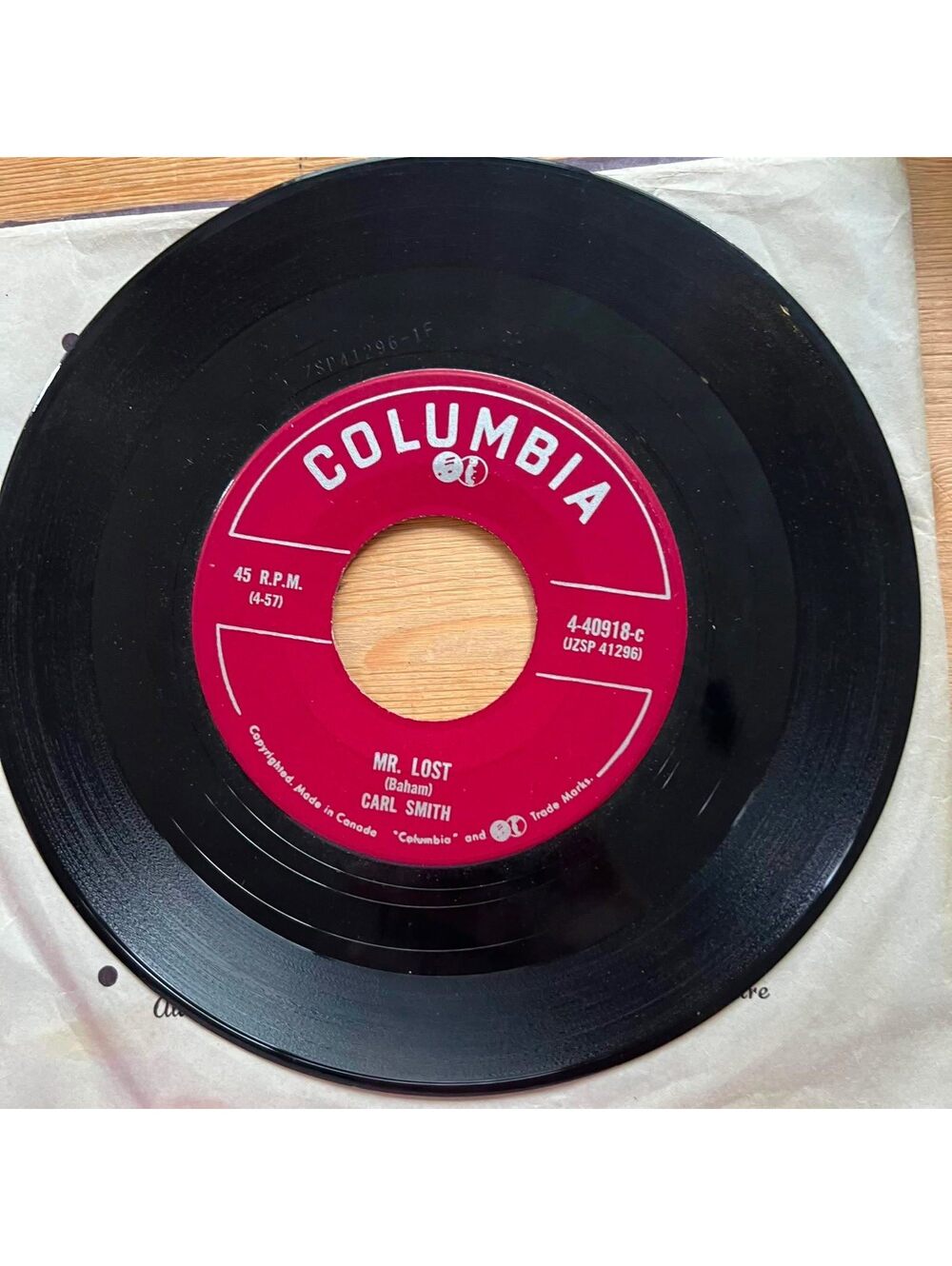 Carl Smith - Mr. Lost/Try to take it like a Man 45rpm VG+ R07